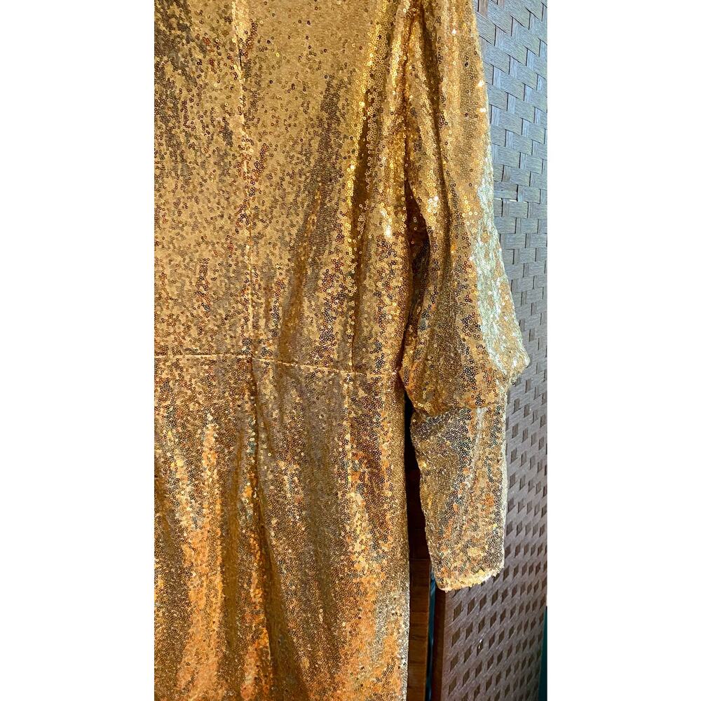 Sequin Puff Sleeve Tie Belted Mini Dress- Size 20 - Picture 6 of 6
